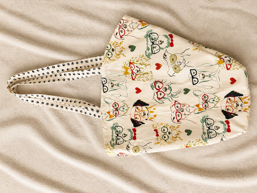 Extra Large Drawstring Market Bag – Dog With Glasses