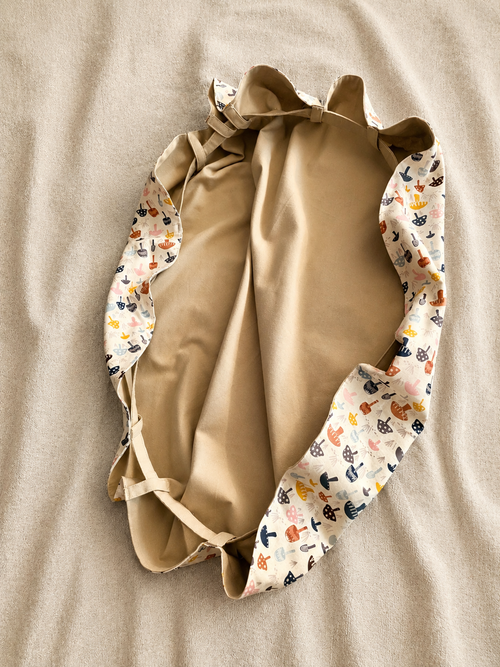 Extra Large Drawstring Market Bag – Mushroom Print
