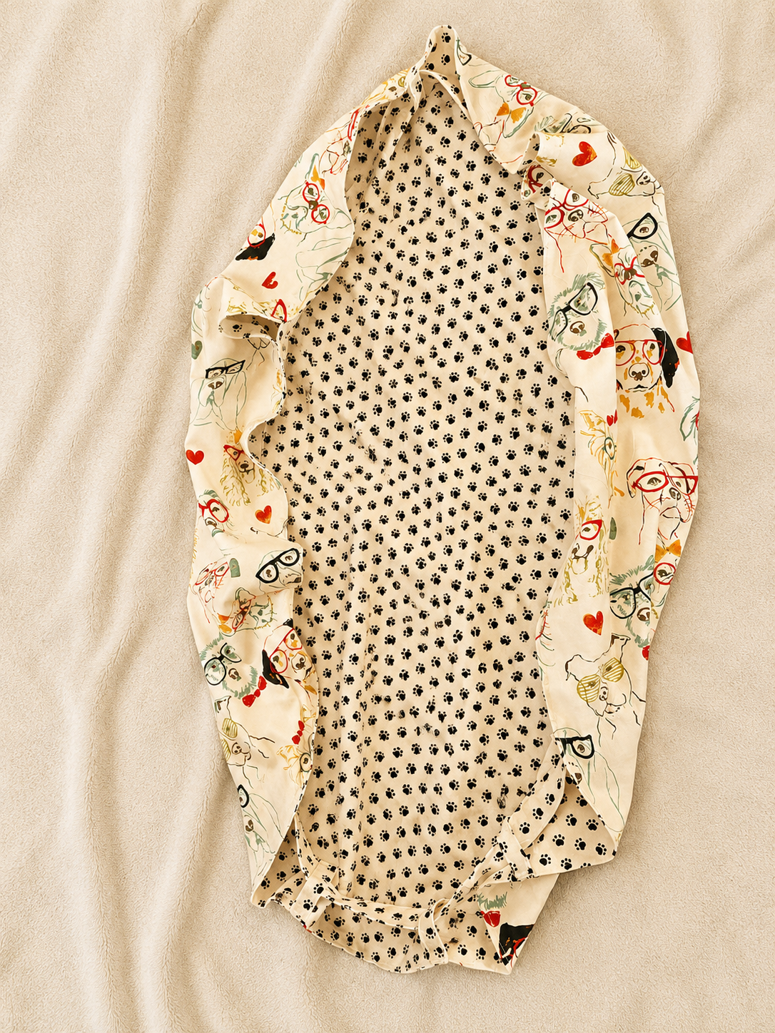 Extra Large Drawstring Market Bag – Dog With Glasses